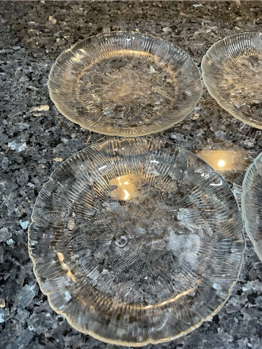 Arcoroc France Canterbury 7 5/8” Clear Frosted Dessert Plates 90’s Set of 4